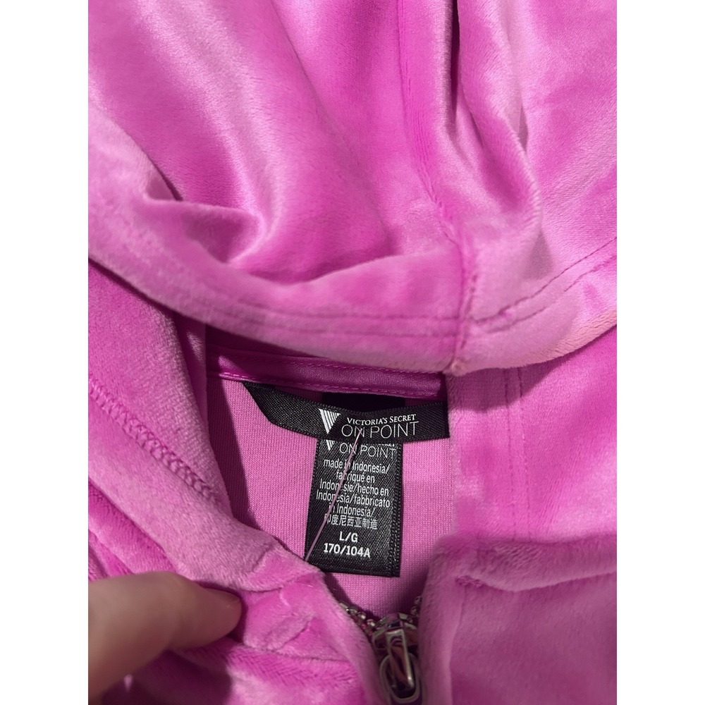 Victoria's Secret TRACKSUIT SET Velvet Jacket & Jogger Velour Hot Pink Medium - Picture 6 of 6